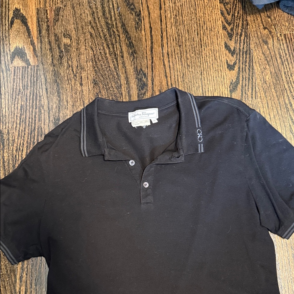 Salvatore Ferragamo Black Polo with Gray Accents